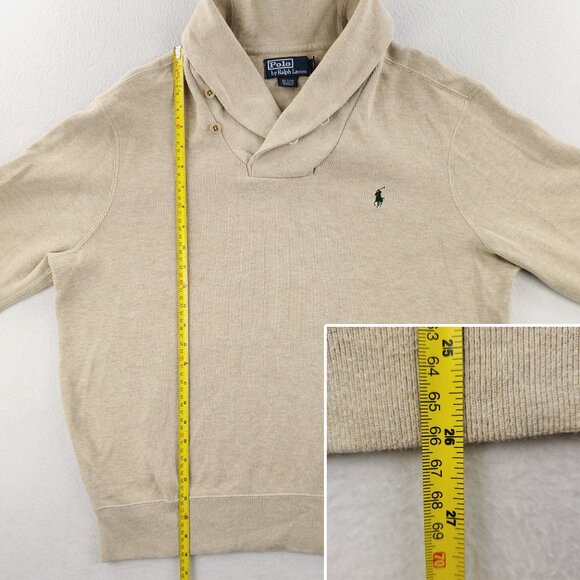 Polo Ralph Lauren Vintage Shawl Neck Sweater Pony Cotton Dry Cleaned Men's Large - Picture 7 of 13